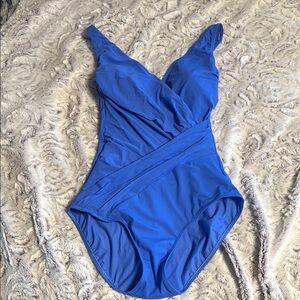 Stylish Blue One Piece Swimsuit - Like New